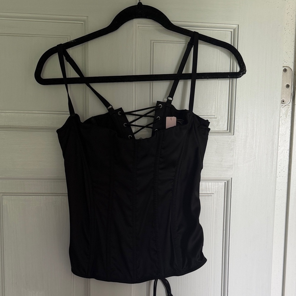 Black Lace-Up  corsette Bustier Top - Women